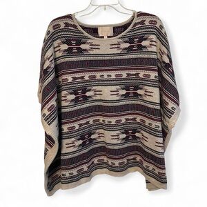 Skies Are Blue Pullover Poncho Womens Cape Shawl Geometric Aztec Boho OS